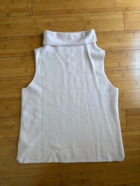 Margaret O'Leary Cream Sleeveless Turtleneck Tank Top